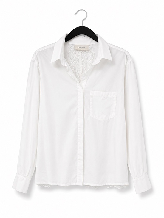 Cream Tops - NWOT CREAM Women's White Lace-Back Button-Up Blouse
